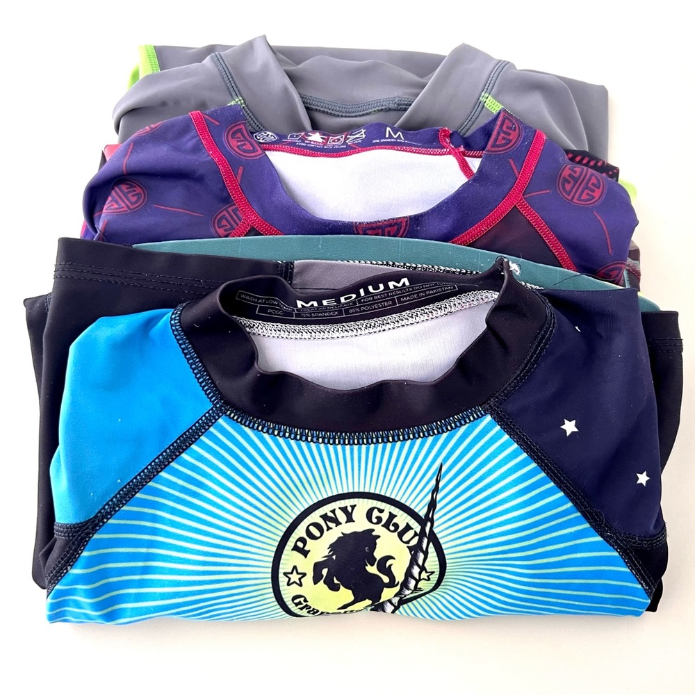 Set of 3 BJJ Rash Guards Size Medium 93 Brand, Maeda, Pony Grappling Club